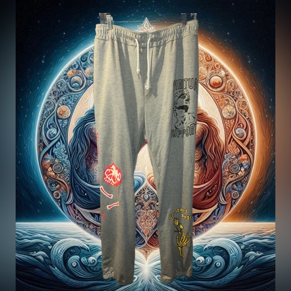 NWOT 2XL Manfinity Men Plus Sculpture & Letter Graphic Drawstring Joggers